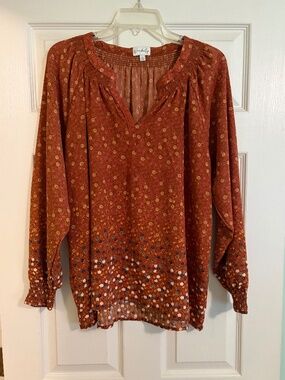 Print peasant blouse